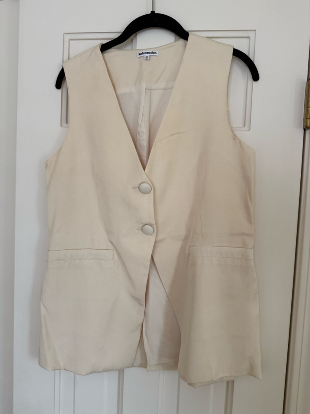 Reformation Ivory Tailored Button Vest